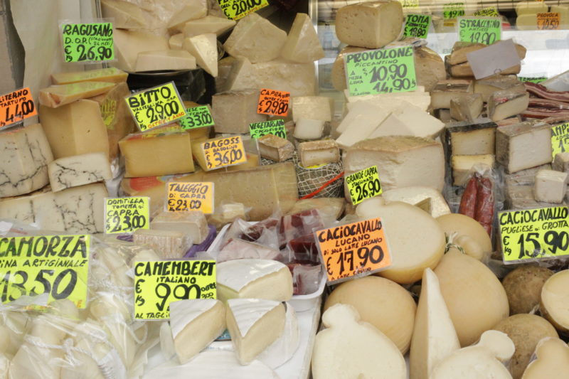 cheese at food market in rome
