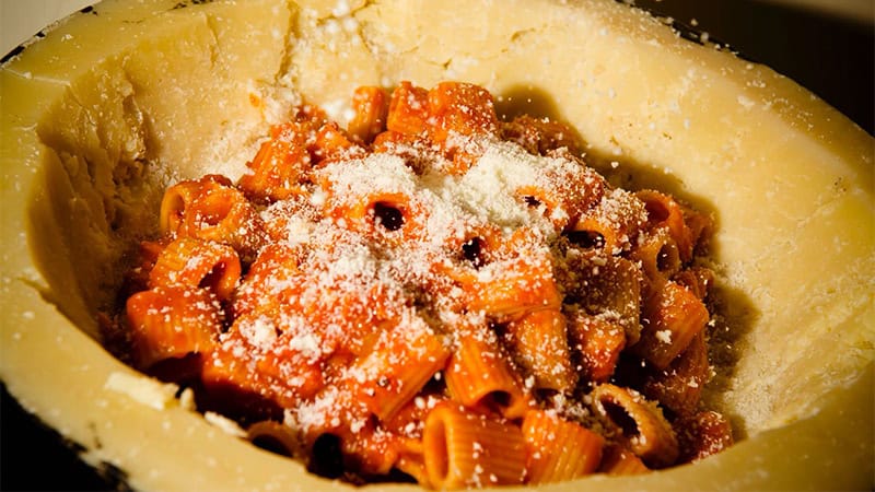 pasta served from pecorino romano cheese in rome